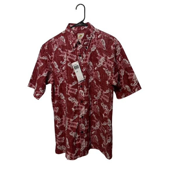 Surf Pendleton Reyn Spooner Shirt Mens Medium Red Seahorse Hawaiian Camp Beach